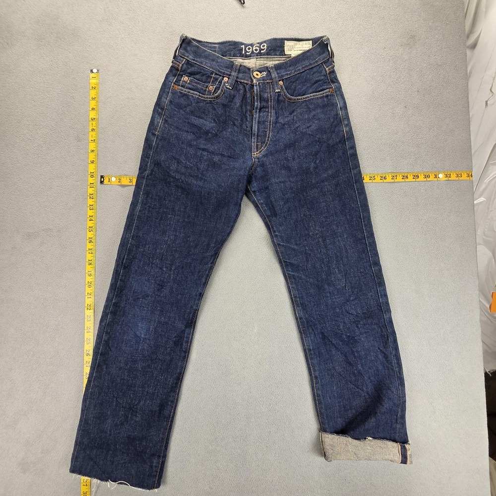 Gap Jeans Mens Blue Selvedge Straight‎ Altered Raw Hem Made in Italy Fits 26x28